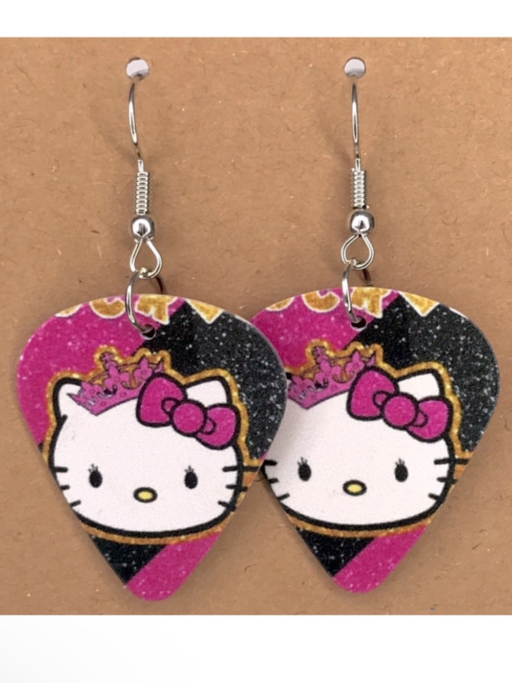 Hello Kitty Custom Guitar Pick Earrings Fashion Jewelry
